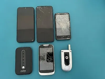 Lot Of 6 Parts Smart Phones Flip Phone T-Mobile Cricket HTC Motorola My Touch • $14.99