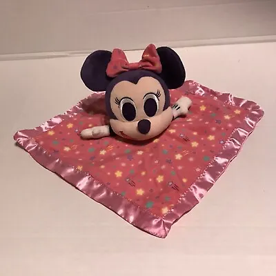 Disney Minnie Mouse Soft Plush Rattle Security Blanket Lovey Fleece & Satin • $6.90