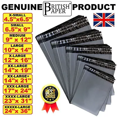 GREY Postage Mailing Bags Postal Post Packaging Plastic Parcel Packing Self Seal • £2.59