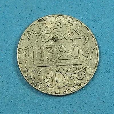 Morocco 1/2 Dirham (1/20 Rial) .835 Silver Coin AH 1320 1902 Y#18.1 • $21.13