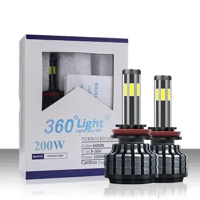 6 Side Lighted LED Headlight Bulbs H13 9008 High Low Beam Kit White Bright 8000K • $20.99