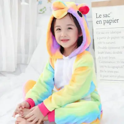 £10.99 • Buy Kids Rainbow Unicorn Kigurumi Animal Cosplay Costume Onesie19 Pajamas SleepwearA