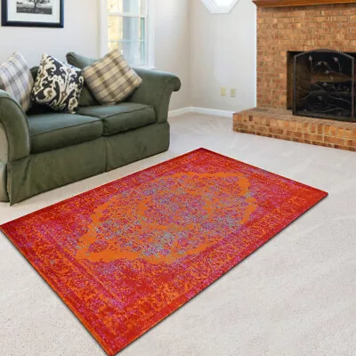 Machine Woven Heat Set Polypropylene Area Rug Oriental Orange Red BBH BBH BBM000 • $37.12