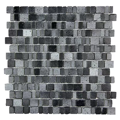 Rustic Glass Tile Ice Age Mosaic Bricks Fireplace Kitchen Backsplash Black • $4.40