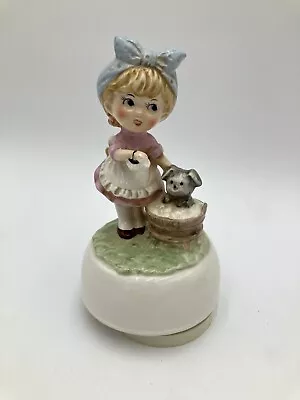 Vintage Schmid Rotating Music Box Girl Washing Her Dog (Plays Both Sides Now) • $18