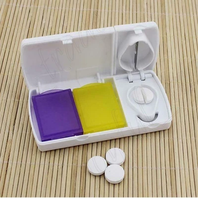 $5.65 • Buy Pill Cutter Box Grinder Medicine Boxes Tablet Storage Crusher Splitter Case New