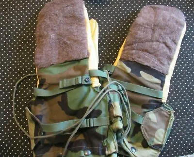 New US Military Small Mittens Extreme Cold Weather & Liners Woodland Camo Wool • $29.99