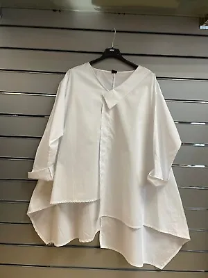 £46 • Buy New LAGENLOOK Cotton WHITE SHIRT/ QUIRKY ARTSY LAYERING 16-22UK BUST 48  LX/XL