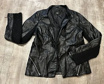 Mossimo Woman’s Black Faux Leather Jacket Coat Moto Biker Large L • $13.50