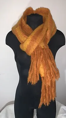 Donegal Design Mohair/wool Tangerine Color Hand Woven Long Scarf Irish 76”X9” • $28