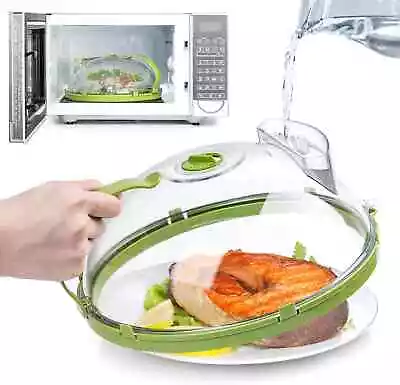 Microwave Cover For Food Clear Microwave Splatter Cover With Water Steamer And H • $23.12