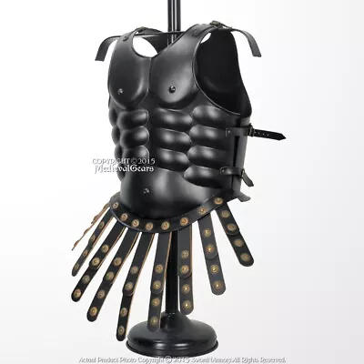 Medieval Roman Body Armor Breast Plate Muscle Cuirass 20G Steel W/ Leather Apron • $149.98