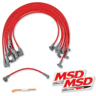 MSD 35599 Red 8.5mm Super Conductor Spark Plug Wire Set SBC Chevy With HEI Cap • $131.66