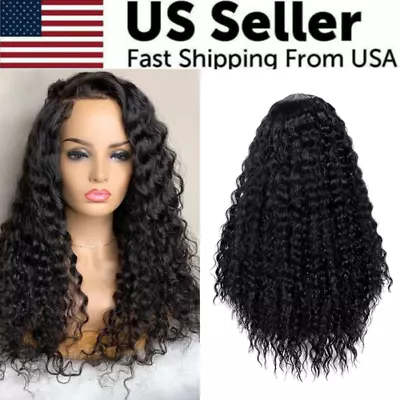  AA Hair Front Wig Womens Brazilian Human Long Curly Lace Wavy Hair Wigs US 2023 • $8.99