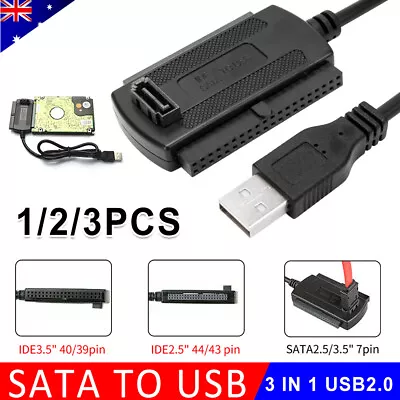 3PCS SATA To USB 2.0 IDE Converter Adapter Cable For 2.5  3.5'' Hard Drive Disk • $15.85