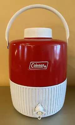 Vintage Coleman 2 Gallon Jug Green Red Picnic Camping Water Cooler Top Cup • $39.99