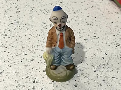 Vintage Hobo Clown Figurine Holding Umbrella Colorful • $10.19