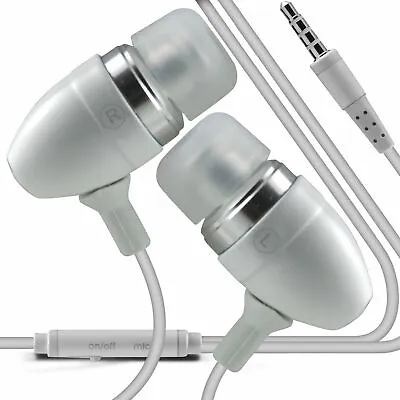 White✔Aluminium Stereo In Ear Earbud Hands Free Earphones/Headphones+Microphone • £7.95