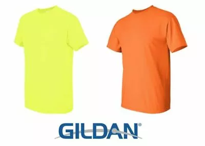 Gildan Mens Heavy Cotton Safety Green Orange Pack Of 10 Bulk Adult T-Shirt Tee • $46.01