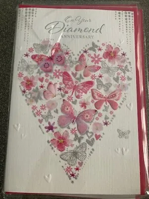 £1.09 • Buy HAPPY ON YOUR DIAMOND 60TH 60 WEDDING ANNIVERSARY CARD Var Styles 