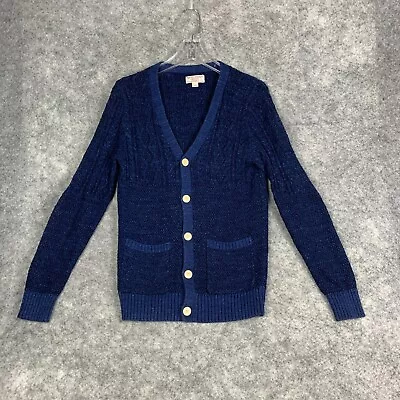 J.Crew Wallace & Barnes Fisherman Cardigan Sweater Mens Small Navy Cable Knit • $44.99