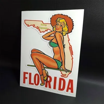 Florida Vintage Style Travel Decal Pinup Girl Vinyl Sticker Pin-Up • $4.69