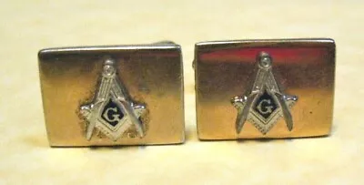 Hickok Gold Masonic Cufflinks Vintage Style 2 Vintage 15 X 12 Mm • $40