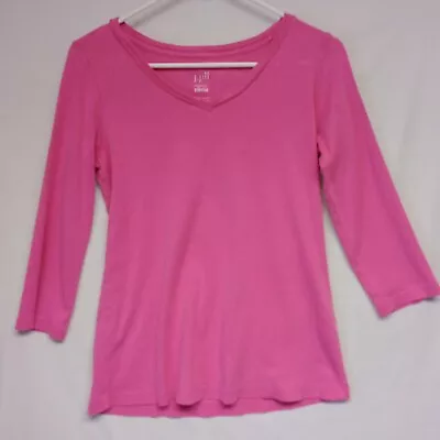 J Jill Top Women Small Pink Ballet Sleeve Shirt Athleticwear Perfect Pima • $13.99