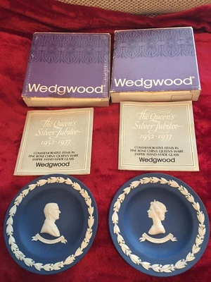 £0.99 • Buy Wedgwood Jasper Sweet Dish Round (Royal Blue) X2 Royal Silver Jubilee 1952-1977