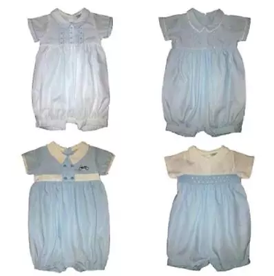 £11.95 • Buy New Baby Boys Traditional Smock Spanish Romany Short Leg Romper 0-3-6-9 Months