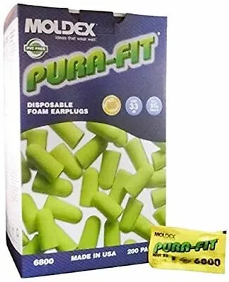 Moldex 6800 Pura Fit NRR33 Individually Wrapped Earplugs Uncorded Box/200 Pairs • $38.95