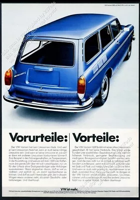 1972 VW Type 3 1600 Variant L Blue Car Photo Volkswagen German Vtg Print Ad • $14.99