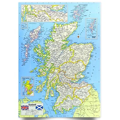 Scotland Map Poster Map Of Scotland Wall Art Chart Poster A5-A1 Wall Map Poster • £16.99