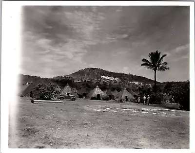 Military Base New Caledonia 1942 Soldiers Jeep Tents Foothills WW2 Original Phot • $17.25
