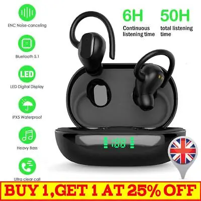 TWS Wireless Bluetooth Earphones Headphones Sports Running Bass Earbuds Ear Hook • £2.99