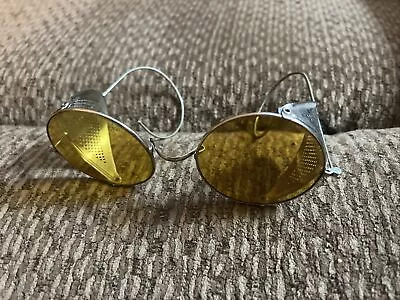 Vintage 1940's WWII Rare Welsh Amber Motorcycle Sunglasses - Aviator Steam Punk • $69.99