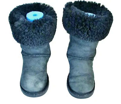 UGG Women's Classic Tall Genuine Sheepskin Boots Navy Blue Fur Lined Size 8 • $14.99