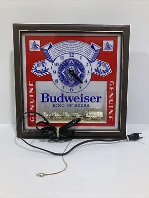 Vintage Budweiser Beer Light Up Wall Clock Square W/ Clydesdale • $224.99