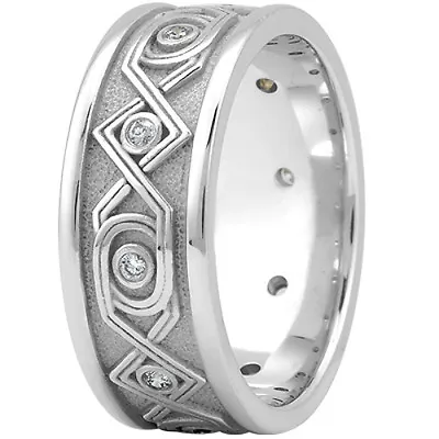 NEW MENS 14k WHITE GOLD GEOMETRICAL DESIGN DIAMOND WEDDING BAND RING 8.5mm S10 • $1597