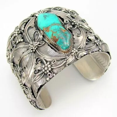 Retro 925 Silver Carve Turkish Turquoise Bracelet Men Women Party Jewelry Gifts • $3.16