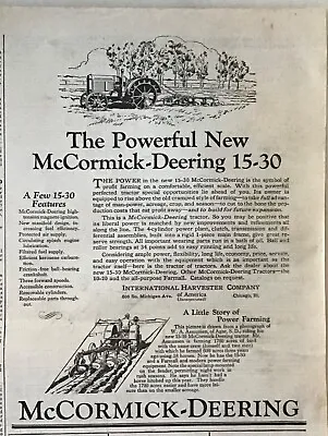 1930 Newspaper Ad For McCormick Deering 15-30 Tractor - Profit Farming Features • $4.95