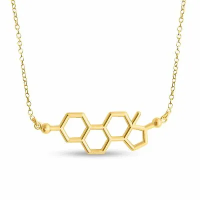 Azaggi Gold Plated Necklace Estrogen Molecule Pendant Female Hormone Jewelry • $73.70