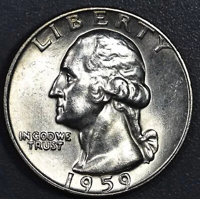 1959-D 25C WASHINGTON SILVER QUARTER KM# 164 Grade:  Choice BU A1837 • $5.50