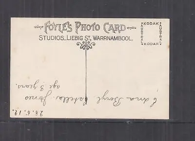 VICTORIA WARRNAMBOOL 1912 Real Photo Young Girl Foyles Photo Card. Liebig St. • $3