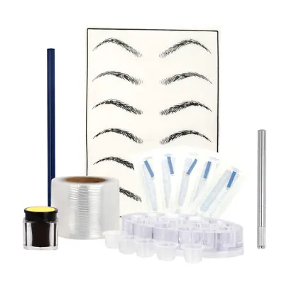 £12.61 • Buy Eyebrow Tattoo Kit Set Microblading Needle Pen Pigment Practice Skin Silver