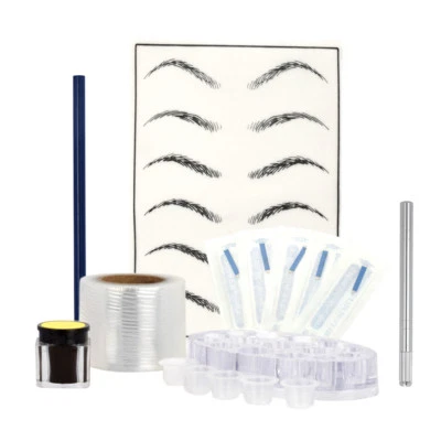 £12.61 • Buy Eyebrow Tattoo Kit Set Microblading Needle Pen Pigment Practice Skin Silver