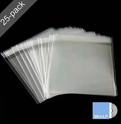 25 CD Mini-LP Sleeves: Adhesive Flap Resealable Wraps For Paper Jacket CD Albums • $6.08