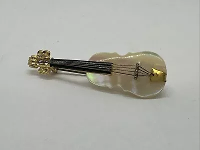 Vintage Mother Of Pearl Cello/Violin Pin Brooch- Unsigned 1 15/16  • $14.99