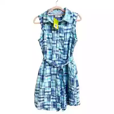 Vineyard Vines Dolphin Hem Madras Margo Plaid Mini Shirt Dress Blue Womens Size6 • $79