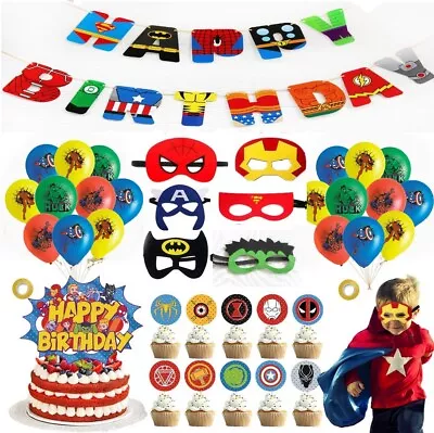 Boy Birthday Superhero Balloons Marvel Avengers Party Decor Balloon Banner Set • £10.99